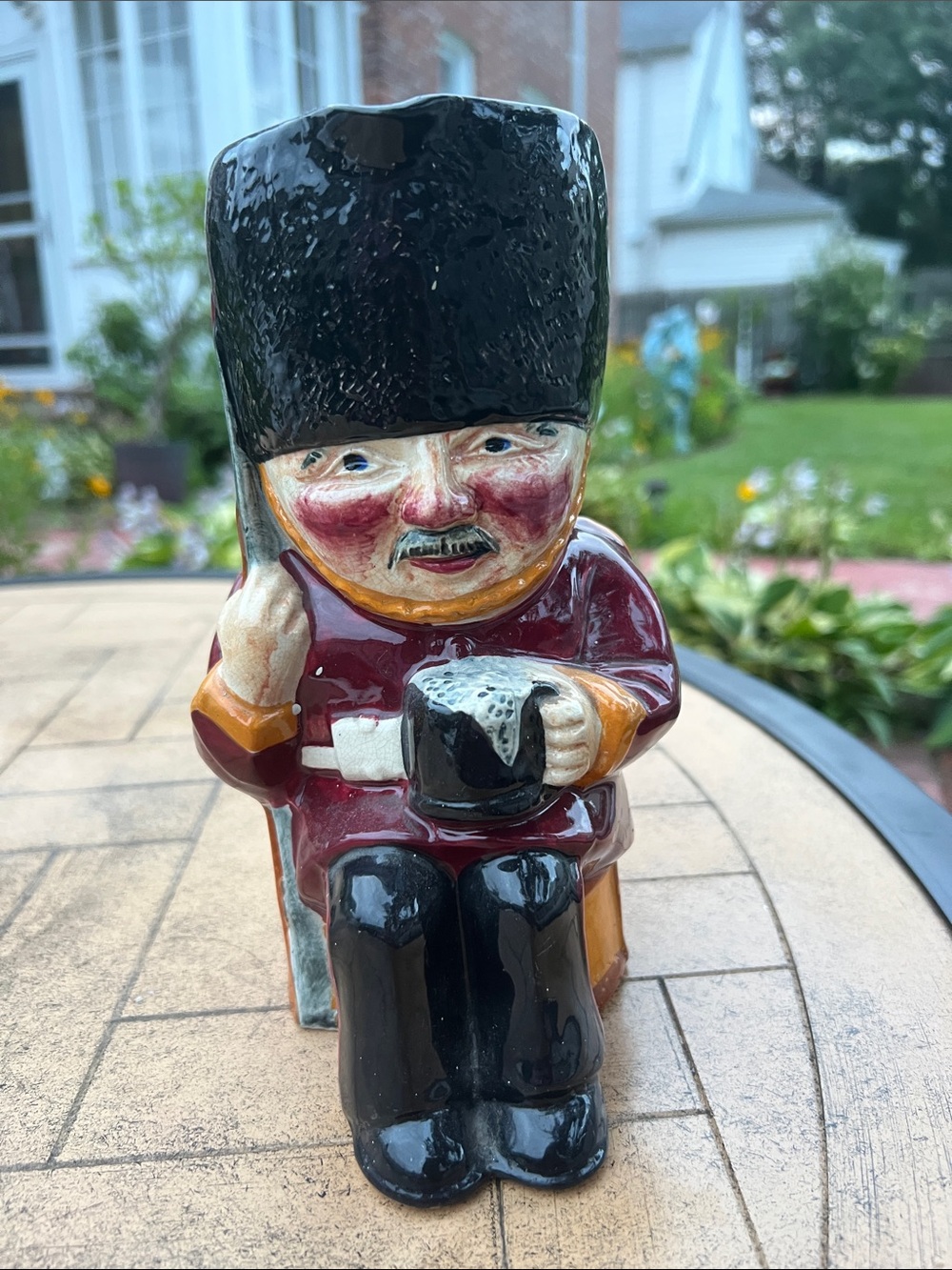 Vintage Soldier Toby-Style Mug in Black and Burgundy